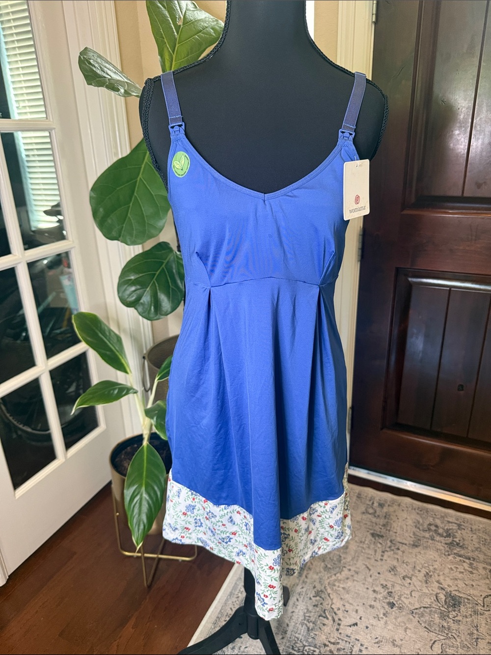 Womama Nursing Nightie, Ocean Blue, Size S
